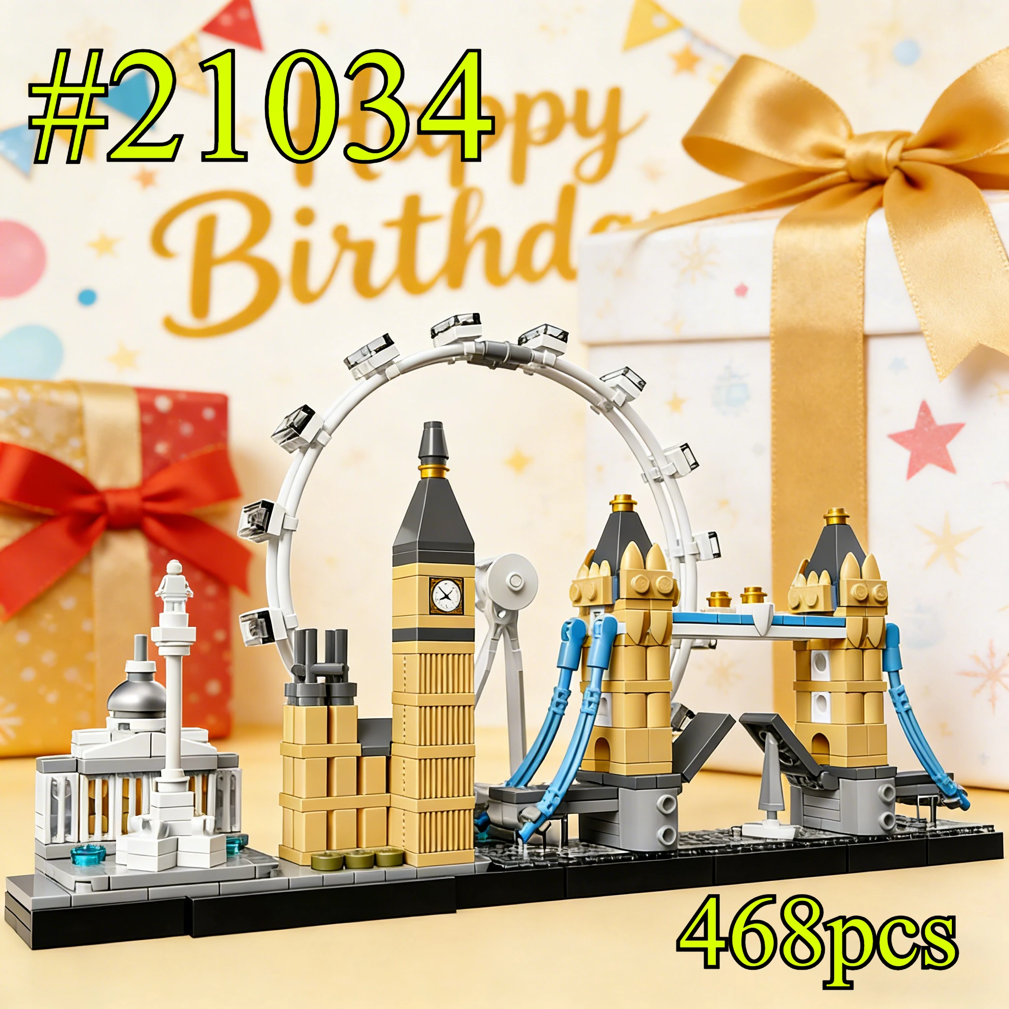 런던의 랜드마크 21034 빌딩 블록 세트 크리스마스 선물에 적합 레고와 호환되는 입자, 468개.