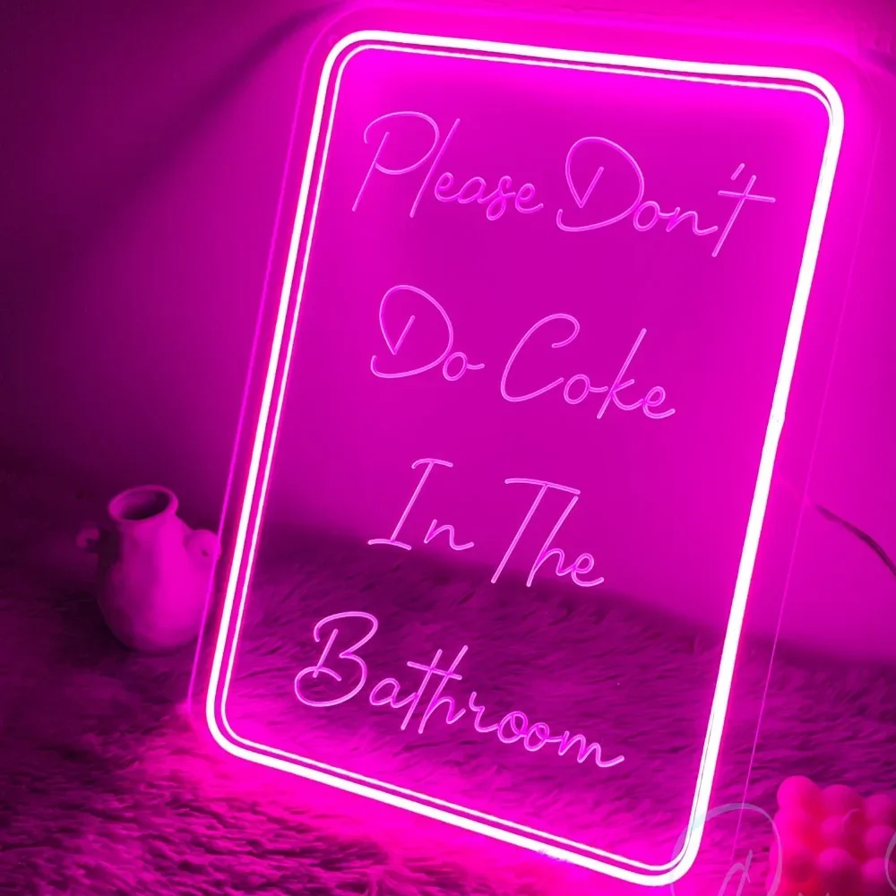 Please Don't Do Coke in The Bathroom Neon Grave Sign Customize Personalised For Home Decor Aesthetics Wall Room Decorating Items