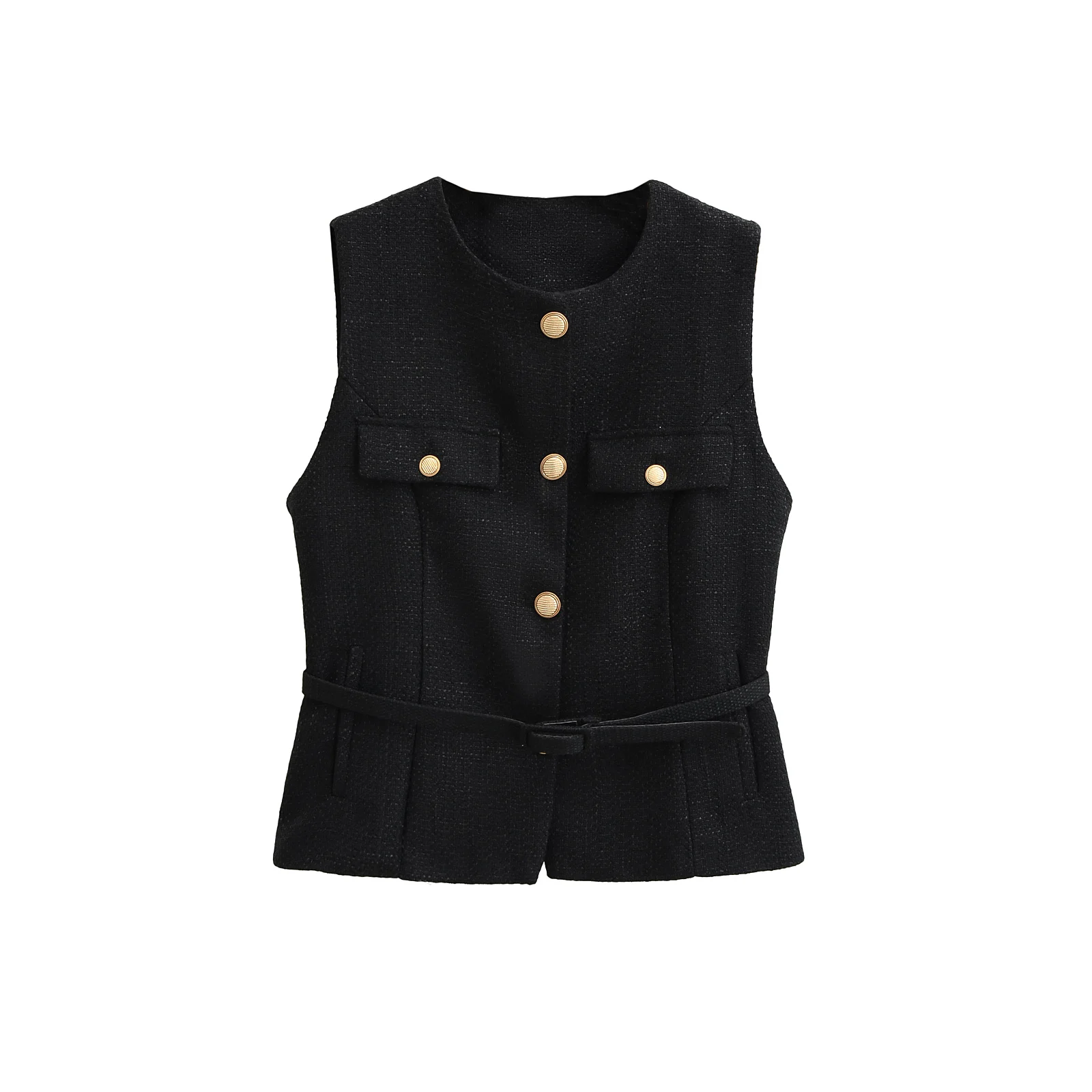 JNLEAOG Jesienna Nowa Damska Kamizelka z Paskiem, Modny Design, Teksturowana, Spódnica o Prostej Linii z Wysokim Stanem, Jednolity Kolor, Casual...