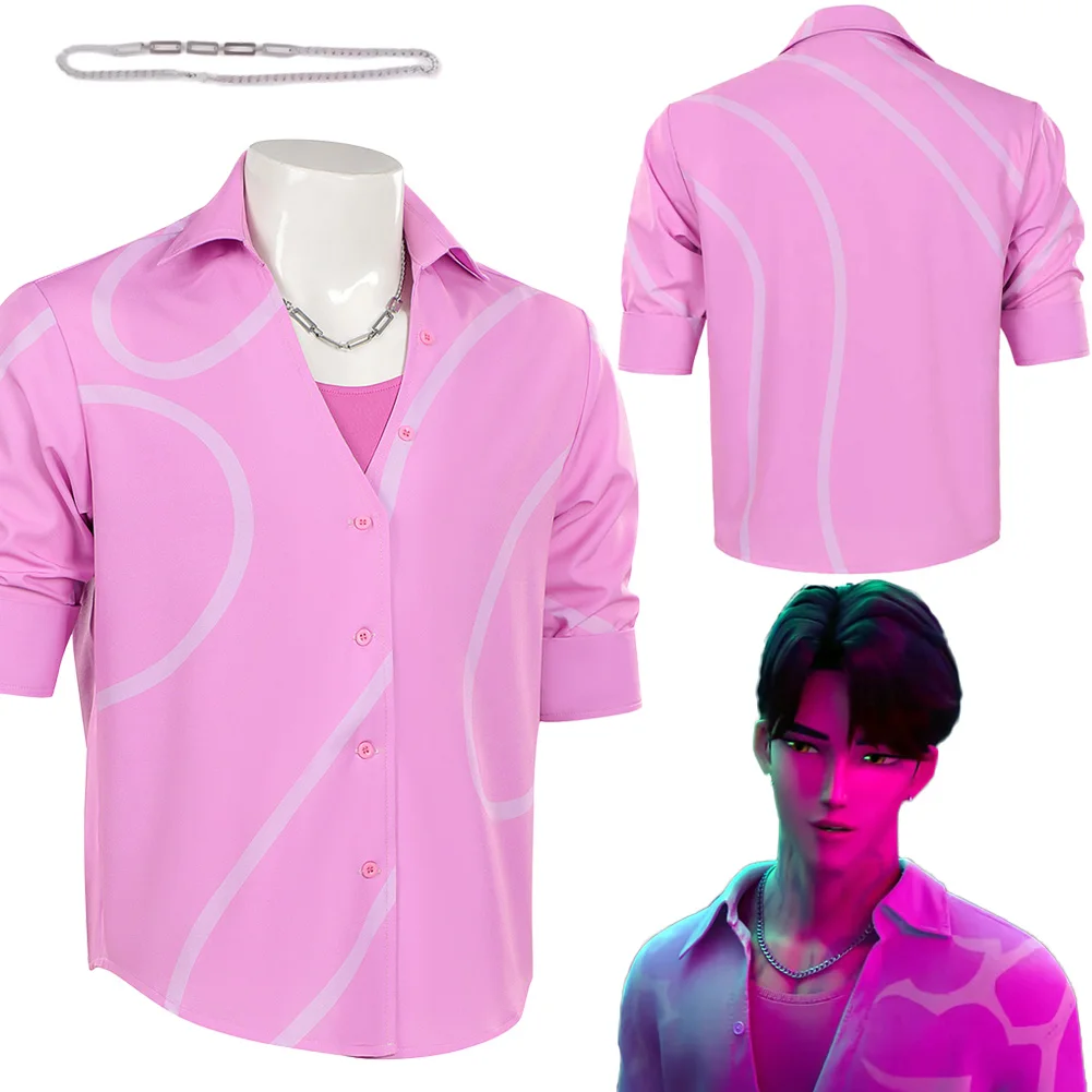 

Fantasia Saja Boys Jinu Cosplay Pink Shirts Movie Demon Hunter of KPop Disfraz Costume Men Fantasia Halloween Carnival Clothes