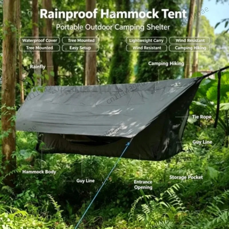 Waterproof Hammock Swing With Awning Mosquito Net Air Mattress Camping Garden Indoor Fitness