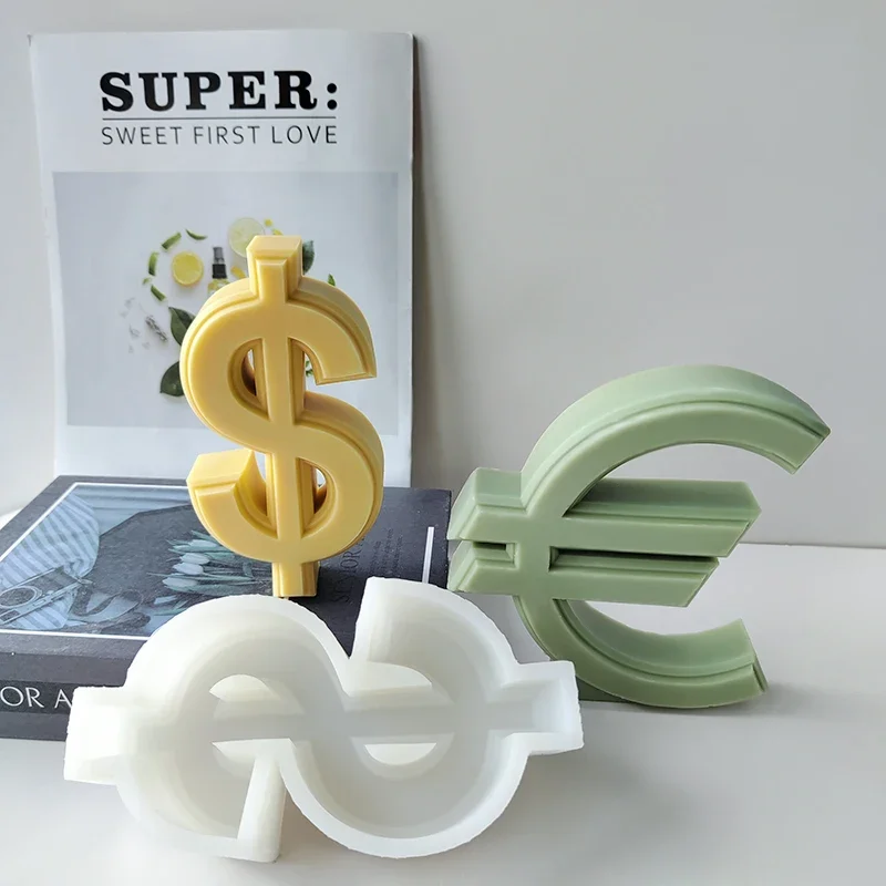 DIY Currency US Dollar Sign Euro Symbol Silicone Mold Money Gold Coin $ € Shape Aroma Candle Mold