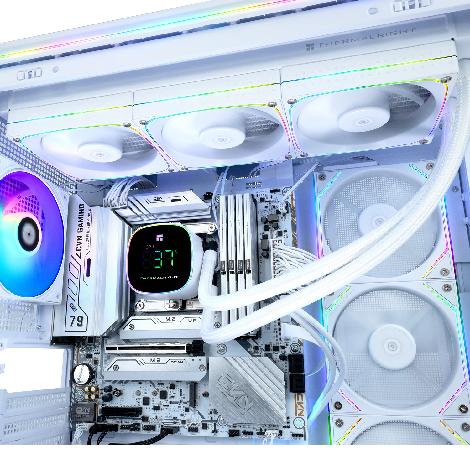 Thermalright Frozen Horizon 360 DIGITAL ARGB White AM5/AM4/LGA 1851/1700/1200용 일체형 수냉 라디에이터 수냉 쿨러 360mm 자석식 스크린
