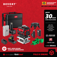 YEVOLT YVGLL4XS12 3D 360°12-Line Site Laser Level TrueLine Self-Leveling Compact Dual-Power Precision-Grade 30m Coverage