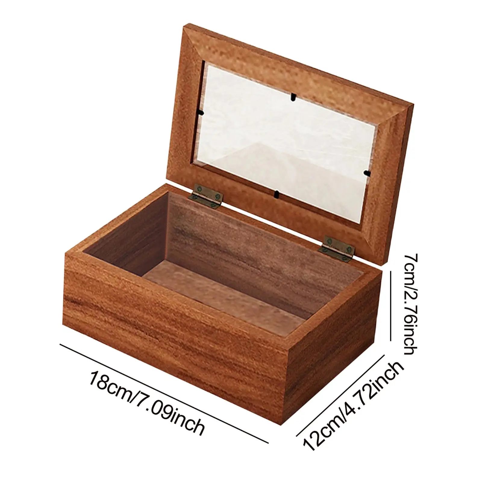 Wooden storage box with glass cover ancient cover robust jewelry gearbox jewelry