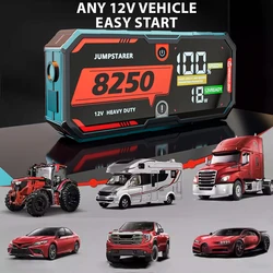 Car Battery 8250A Jump Starter 12V Pro Portable Booster PD65w 32000mAh Battery Car 13L For Emergency Car Booster Starting Device