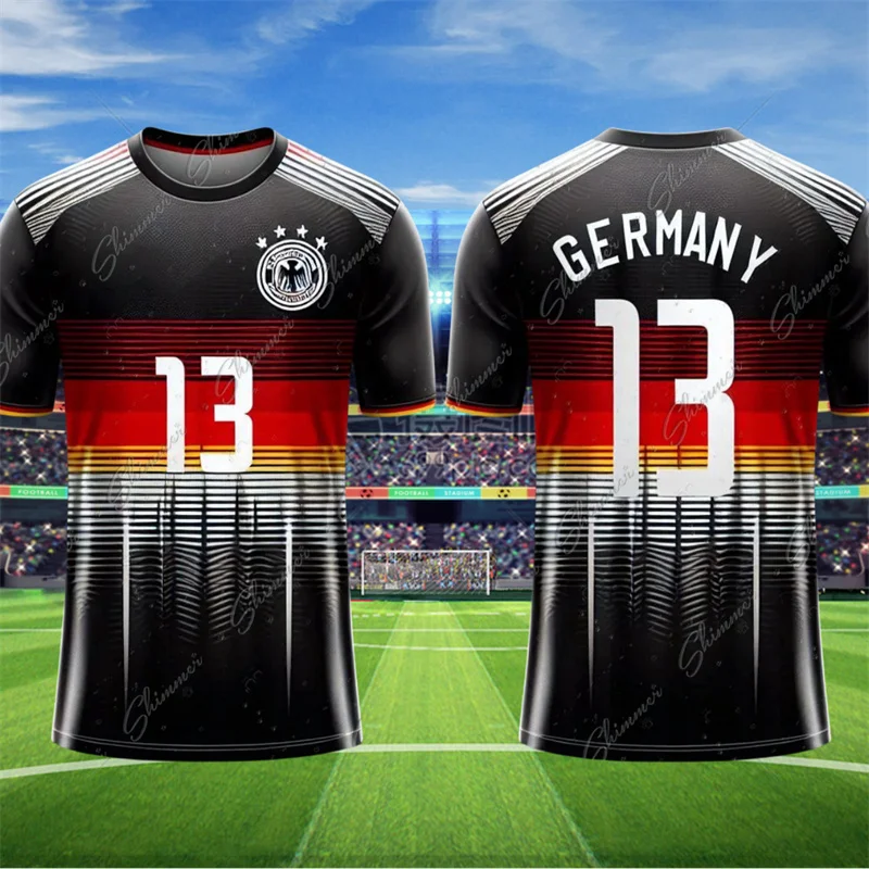 Retro Soccer Shirt Short Sleeves German Style Pop Kids Youth Training And Competition Tops Football Jersey Men's Football Shirts