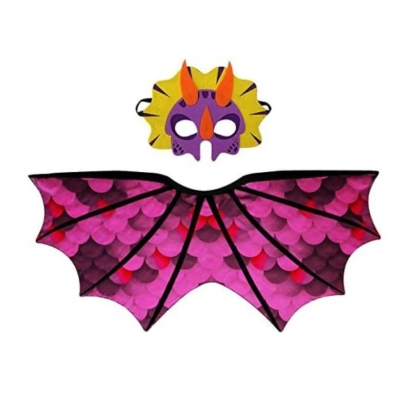 652F BAMBINI Dinosauro Cape Wing Cloak and Mask Dragon Wing Cape Costume for Kids
