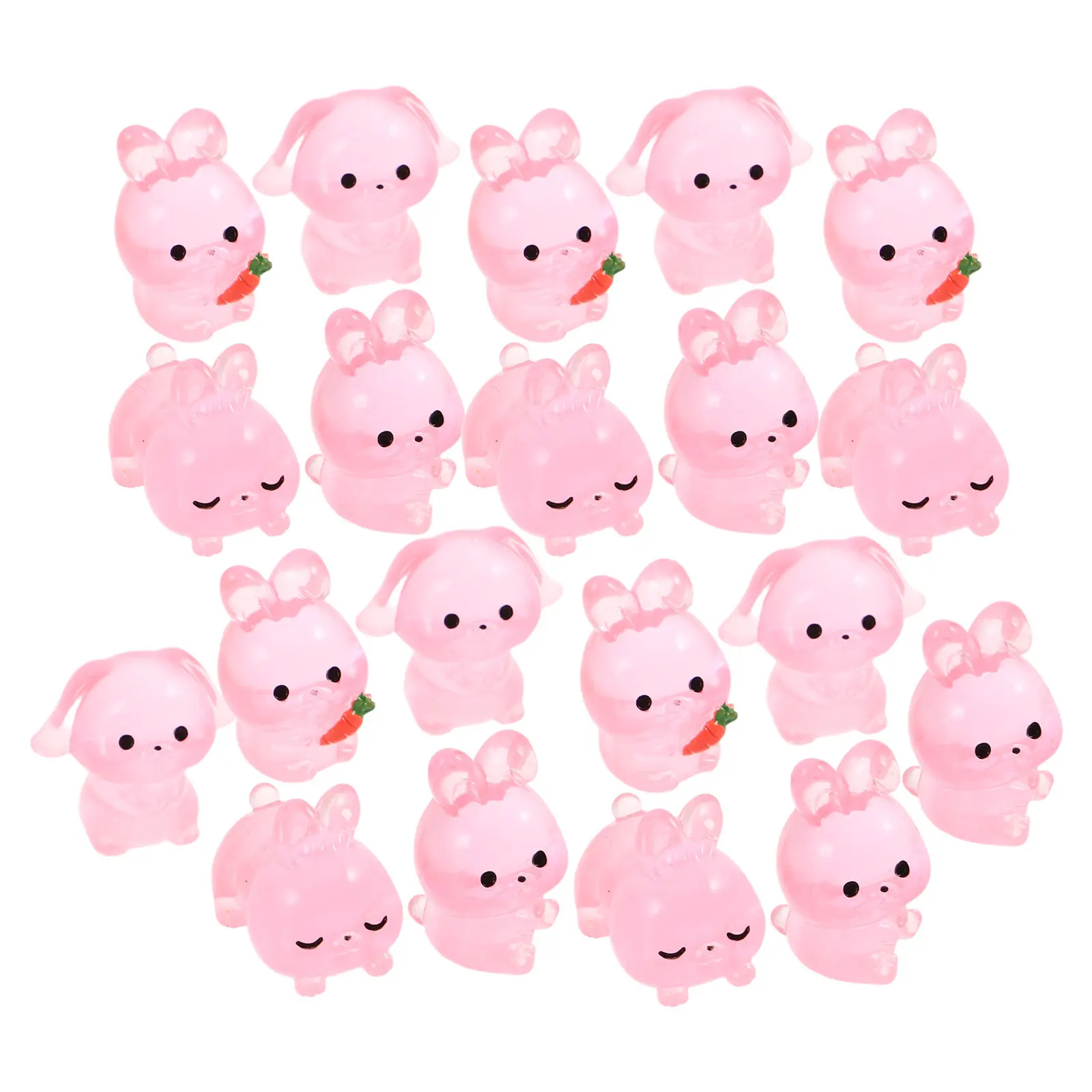 

20Pcs Glow in The Dark Bunny Resin Miniatures Cartoon Easter Desk Decoration Resin Rabbit Small Figurines Easter Basket Fillers