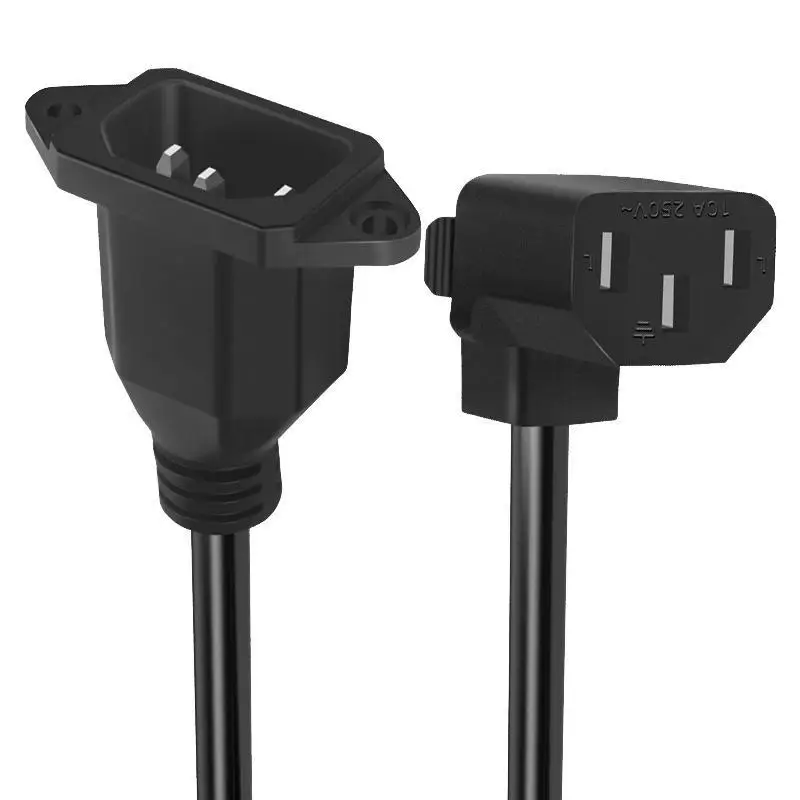 Right Angle C13 to C14 Power Supply Cord Ultra-Thin Soft 3-Pin 90 Degree Elbow Extension Cable for Server PDU