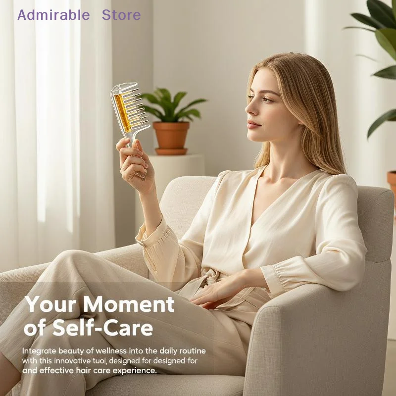 Built-In Liquid Essential Oil Massage Comb Transparent Unisex Scalp Applicator for Gentle Hair Growth Promotion