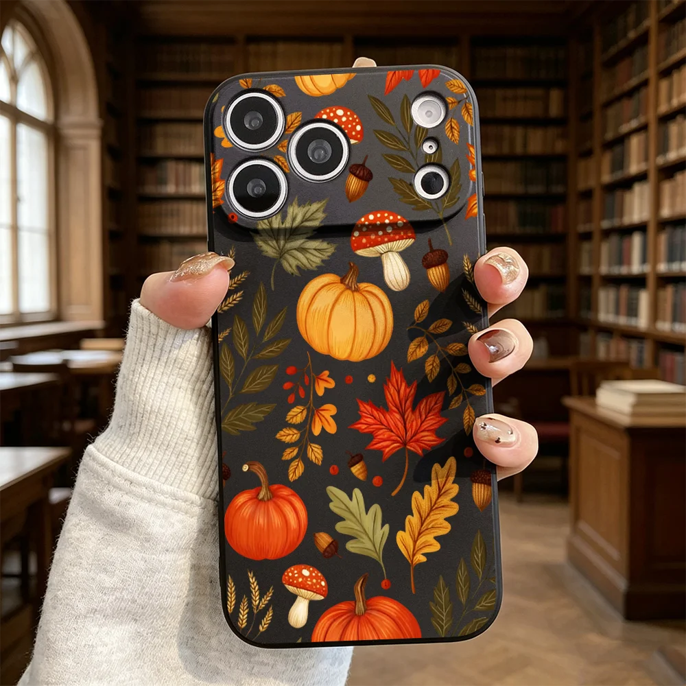 Herbst-Kürbisblätter Weiche TPU Stoßfeste Handyhülle Schutzhülle für iPhone 17 16 Plus 15 14 13 12 11 Pro Max XS