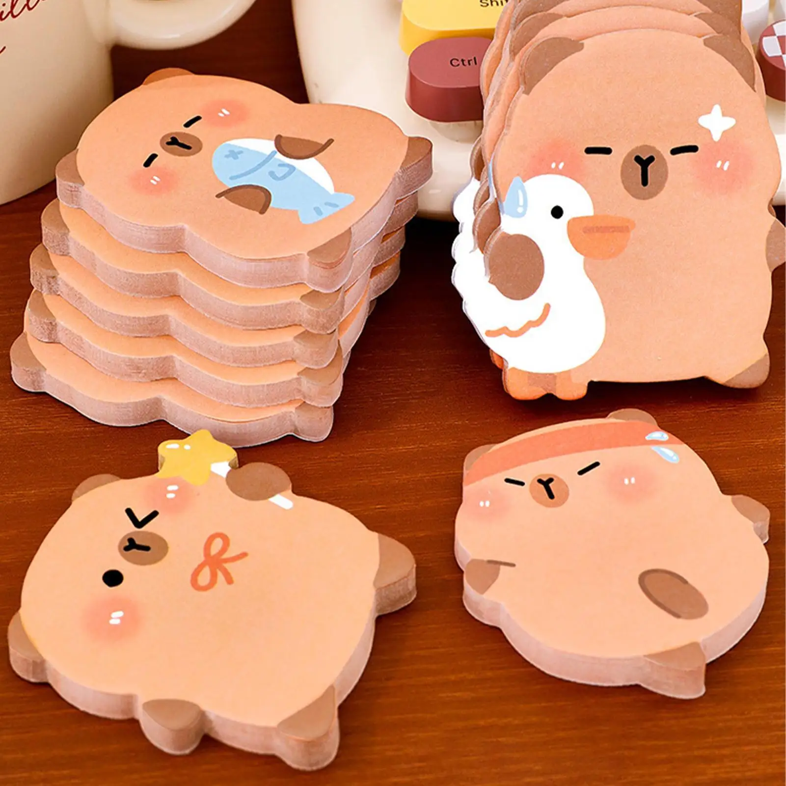 Simpatico capibara divertente set di note adesive 60 fogli/libro capibara cartone animato blocco note note note adesive etichette adesive per ufficio casa scuola