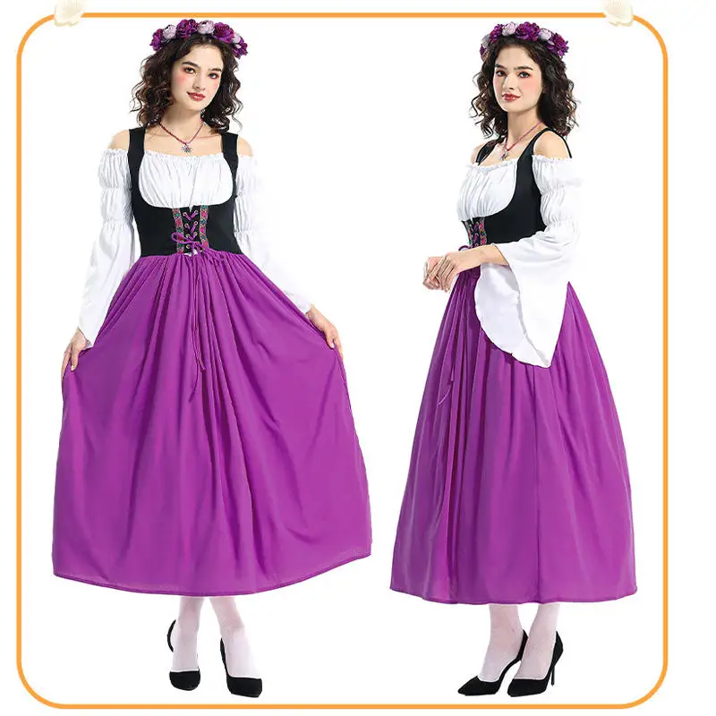 زي حفلات مهرجان البيرة، زي مهرجان أكتوبر، فستان ديرتل للنساء البالغات، ملابس بافاريا التقليدية، أزياء خادمة الهالوين