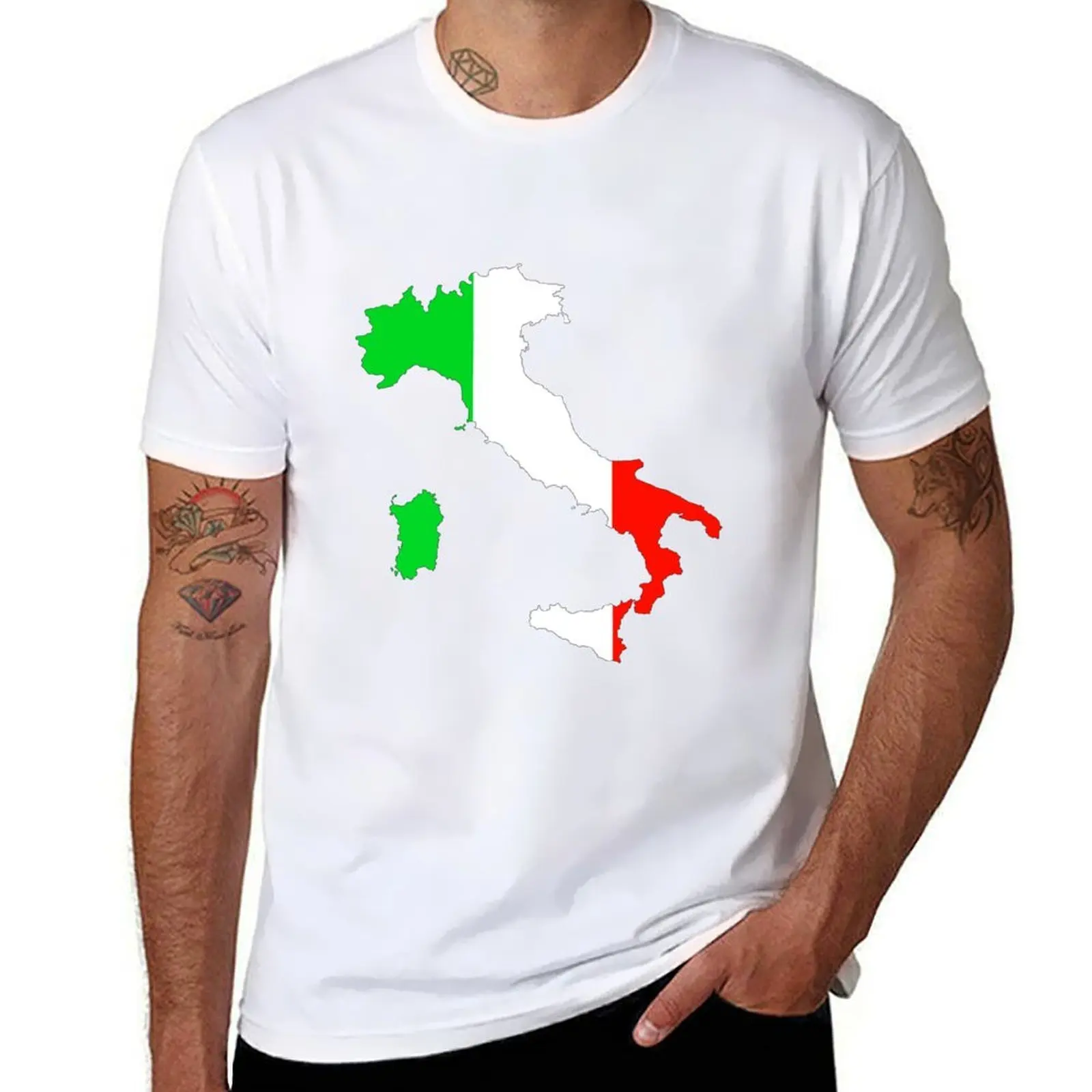 

Flag of Italy and Map of Italy T-Shirt anime t shirts oversize t shirts for man cotton funny T-Shirt