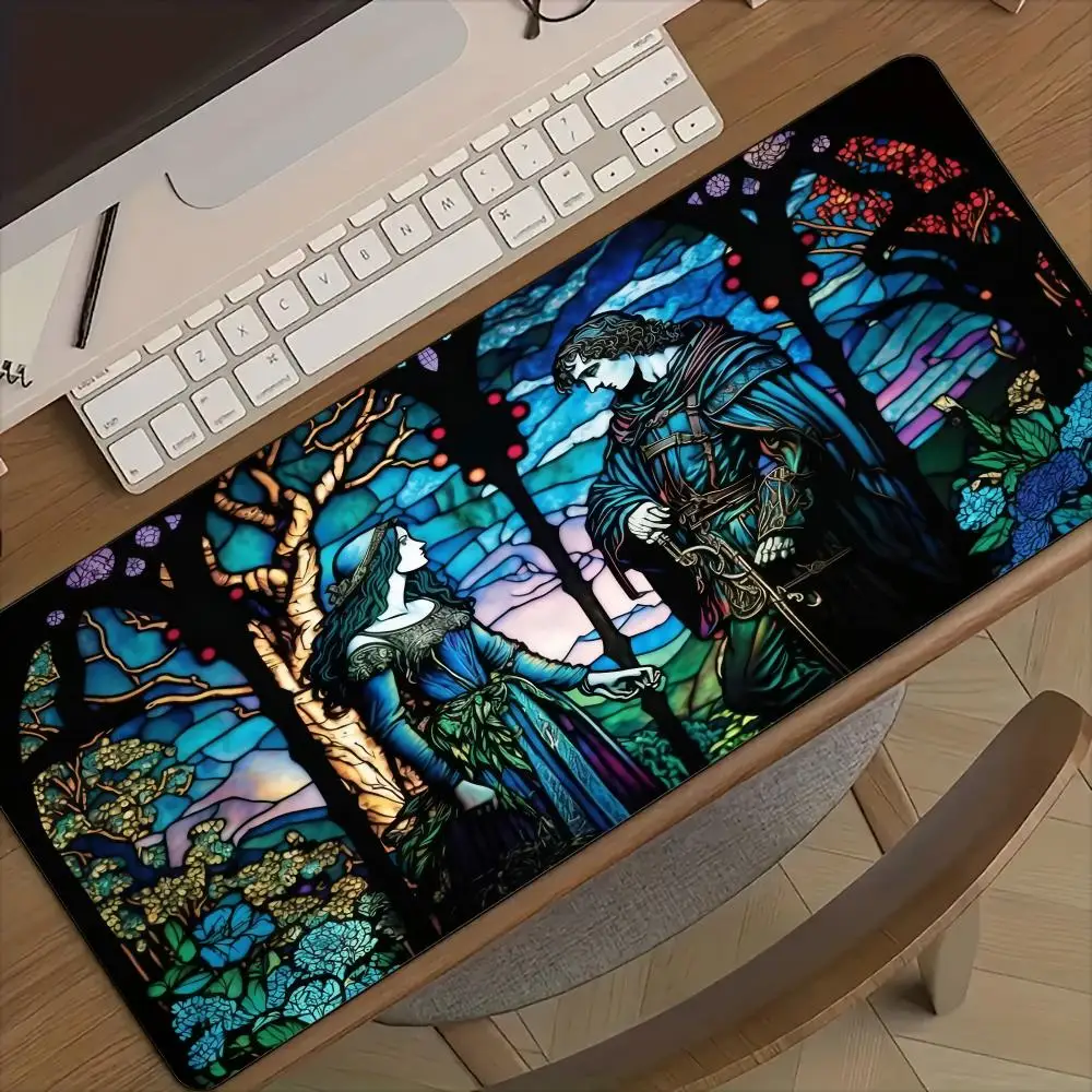 تصميم الرسوم التوضيحية للرسوم المتحركة في العصور الوسطى، حصيرة مكتبية مع حافة مخيطة، قاعدة مطاطية غير قابلة للانزلاق، ملحقات الكمبيوتر، سجادة لعب سحرية #2