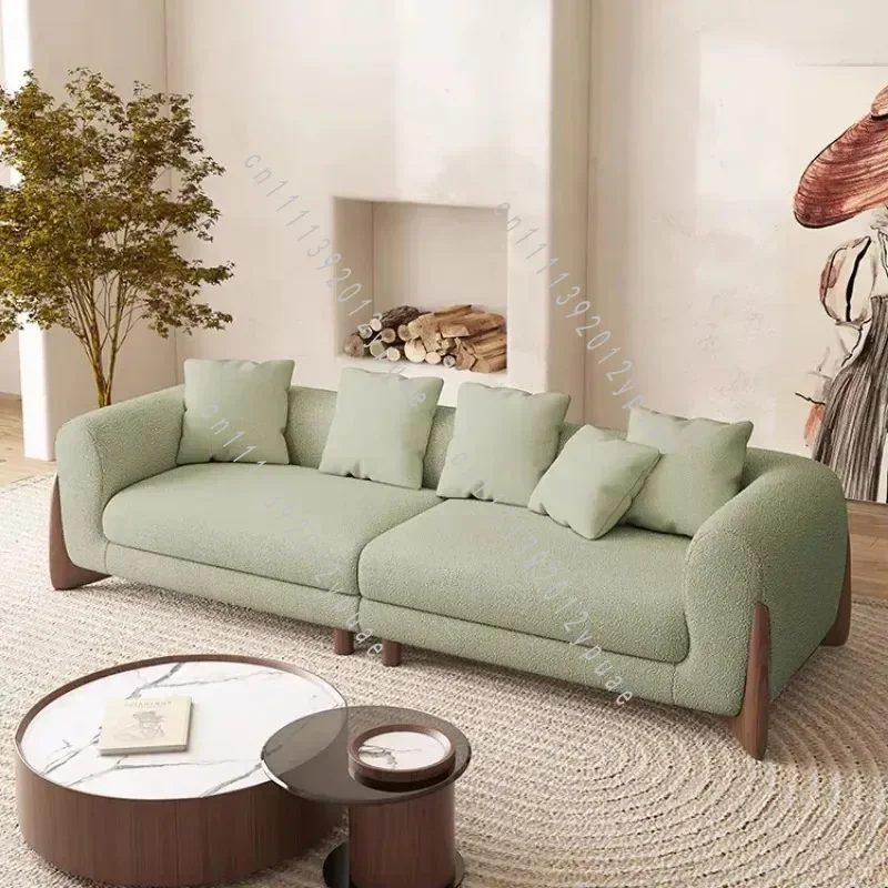Light Luxury White Teddy Velvet Straight Sofa 1/2/3/4 Seats Optional Designer Fabric Couch Living Room Hotel Furniture