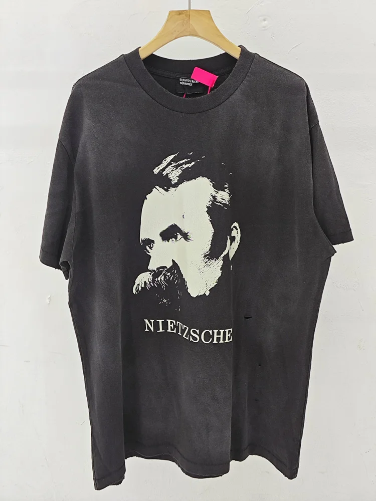 Washed Vintage Loose Fit Short Sleeve T-Shirt for Teenage Boys Streetwear Style Cotton Fabric Anti-Wrinkle Youth Fashion