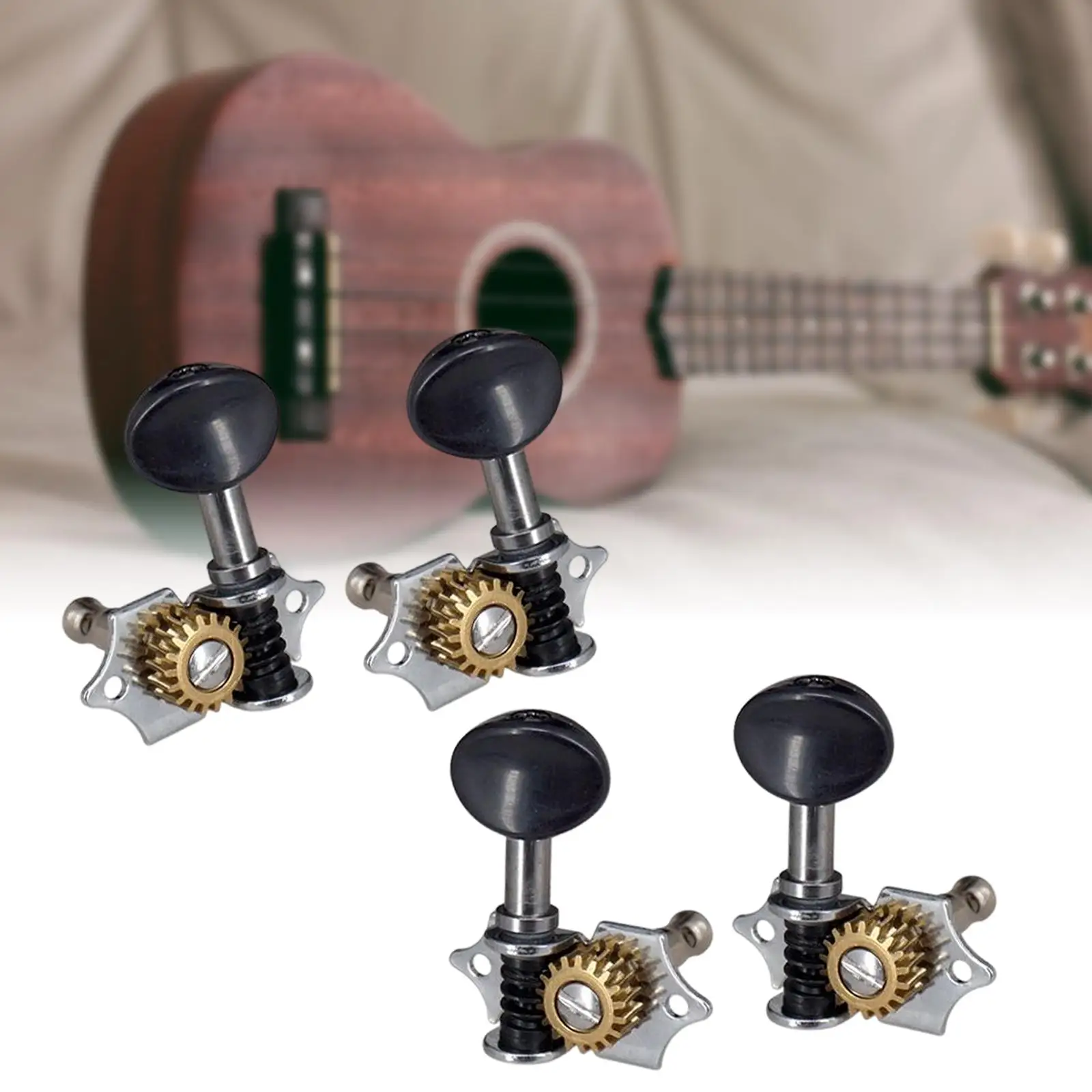 4Pcs 1:18 Ukulele Tuning Pegs Steel Parts Replaces Concave Button Front Hole