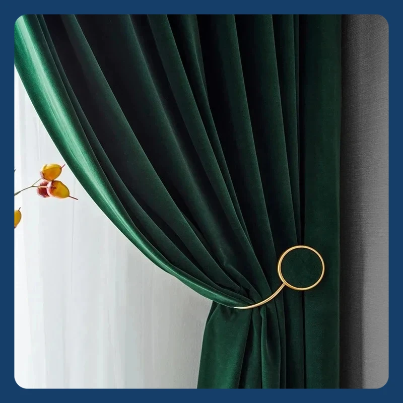 

Fashion Dark Green Blackout Velvet Luxury Curtains for Living Room Bedroom Window Drapes Panel Decoration Solid Color Thicken