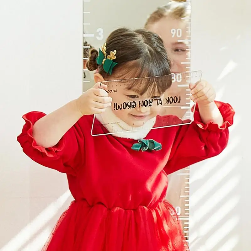 Children's Growth Record Mirrors Shatterproof Acrylic Height Measurement Mirror Growth Table Foldable Height Measurement Mirror