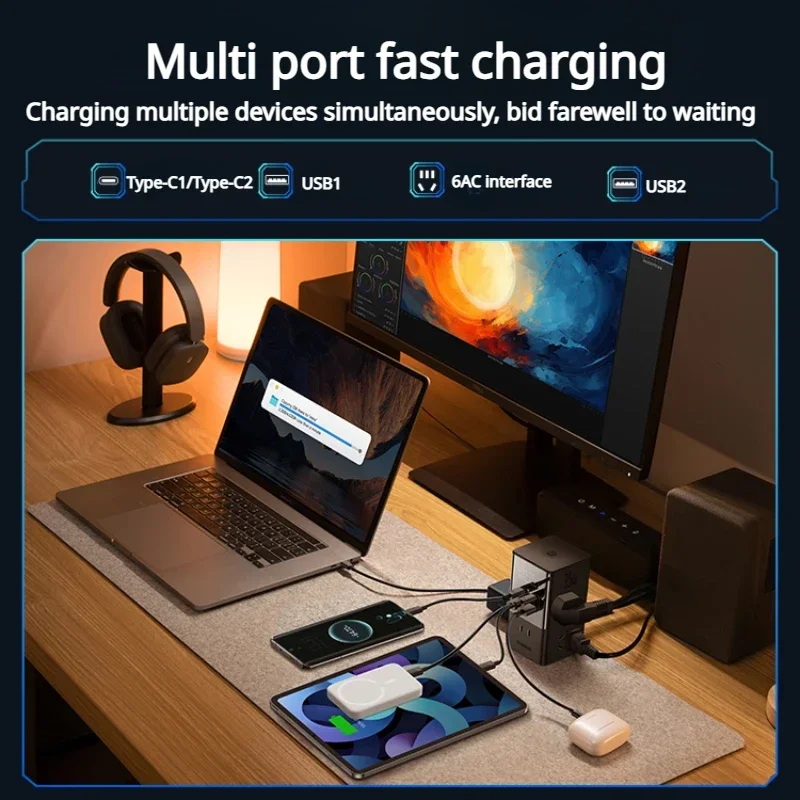 Baseus Digital Display GaN Charger 35W 10in1 Multi Port Charger Fast Charging Laptop Type-C USB PD3.0 for iPhone Huawei Xiaomi