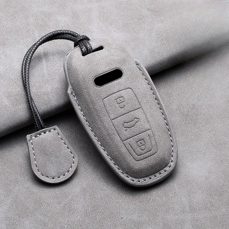 

Leather Car Remote Key Case Cover Shell Fob For Audi A3 A4 B9 A6 A7 4K A8 E-tron Q5 Q8 C8 D5 SQ8 Key Protection Bag Accessories