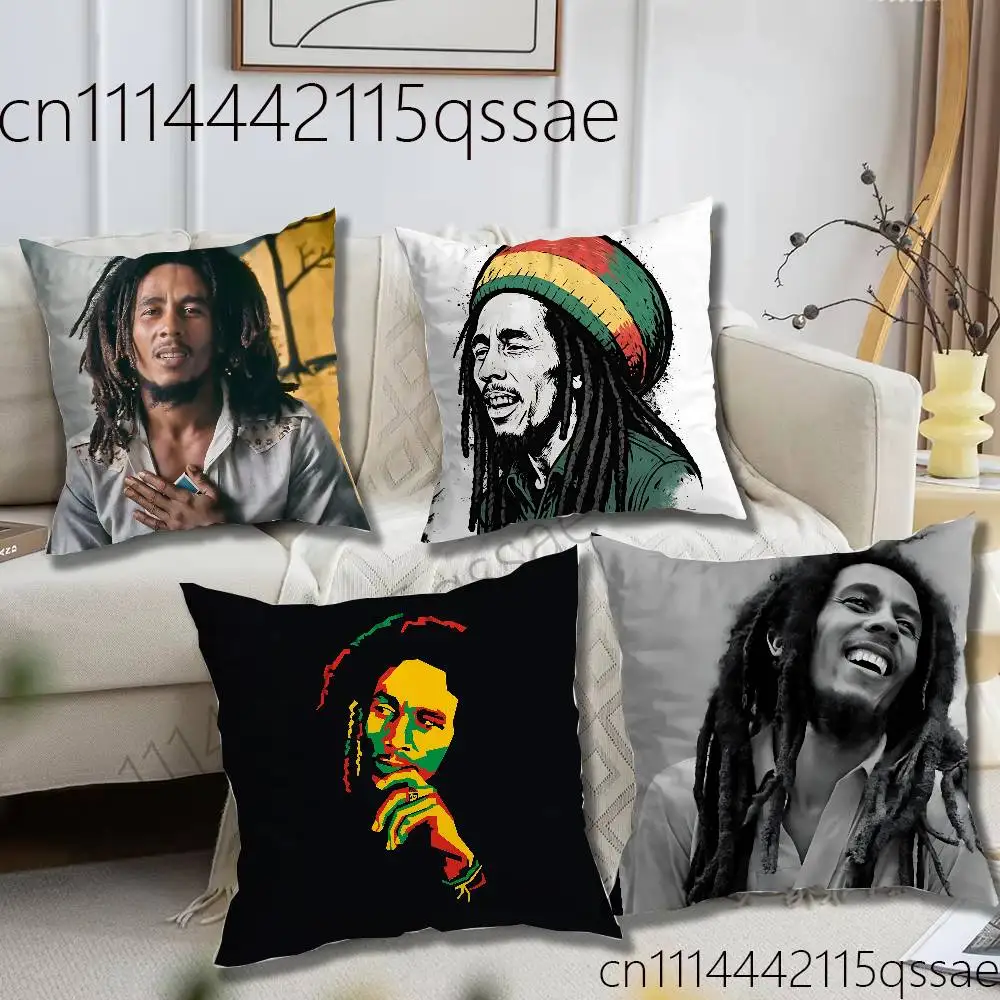 B-Bob M-Marley Pillow case Printed Polyester Throw Pillow Cover Decorative Sofa Cushion Pillowslip Home Decor