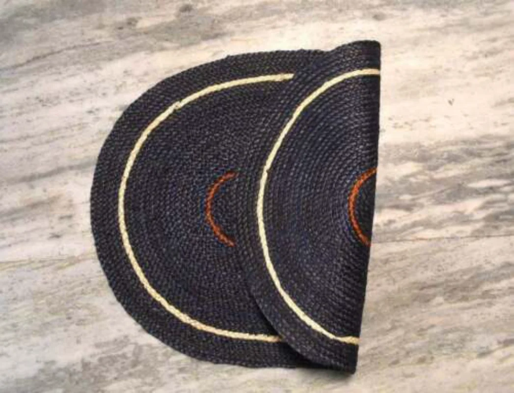 

Oval Jute Rug Carpets for Living Room Black Oval Rug with White & Orange Stripe Runner Home Decor Carpets for Bed Room