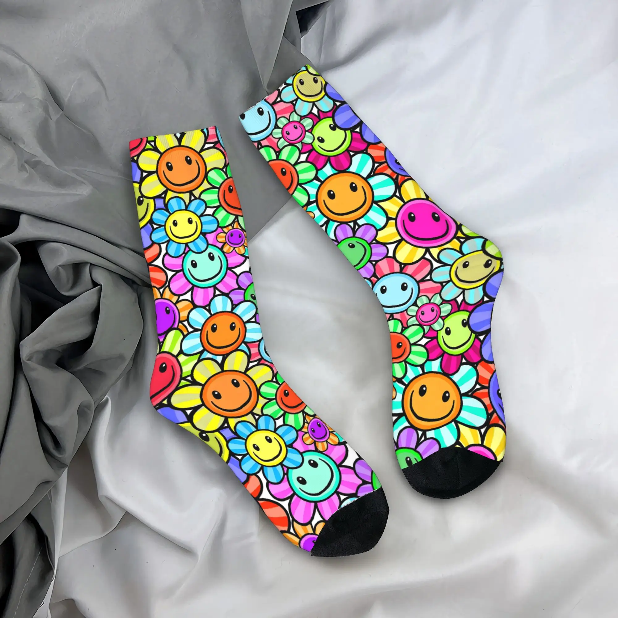 

Happy Florals Stockings Design Modern Socks Winter Anti-Slip Socks Couple Running Sports Soft Socks