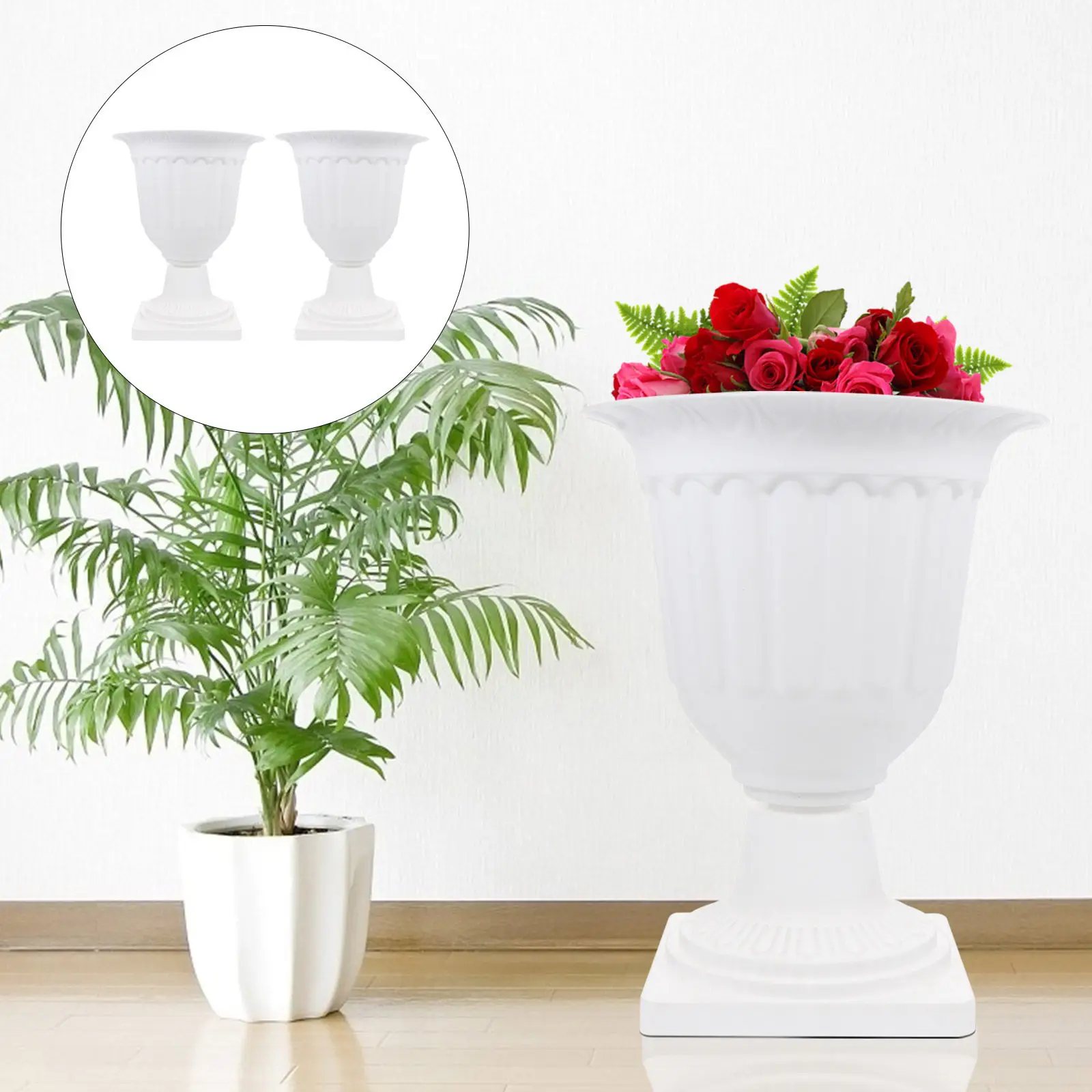 

2Pcs Plastic Flowerpot Vintage Roman Column Design Home Garden Decorative Balcony Road Guide Plant Containers Garden Plant Pot