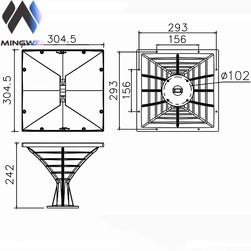 MW Audio 1,4" Fiberglas-Horn 304x304x242mm, 75 ° x50 ° Wellenleiter mit konstanter Richtwirkung, zum Anschrauben für Profi-Lautsprecher – Detail 1