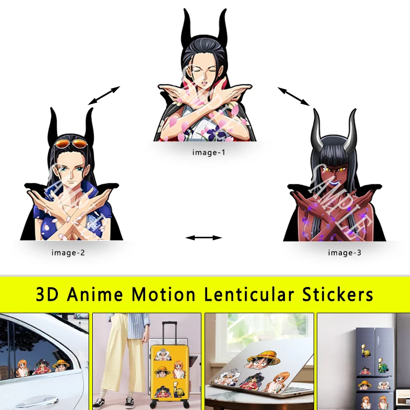 Nico·Robin Motion Lenticular Sticker Anime ONE PIECE Waterproof Decals for Cars,Laptop,Refrigerator,Suitcase,Wall, Etc.Toy Gift