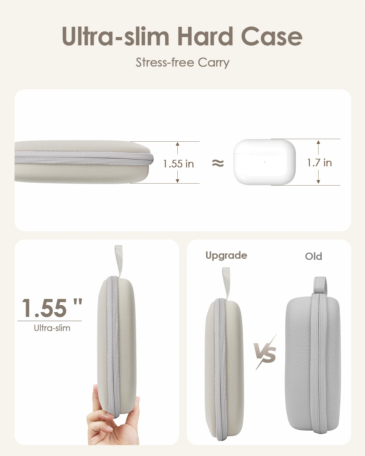 Wytrzymałe etui Yinke z twardego materiału EVA, pasujące do słuchawek Sony WH-CH720, JBL Tune 510 i Soundcore Q30. Odporna na wstrząsy i kurz, przenośna torba z wieloma kieszeniami. — zdjęcie produktu 3