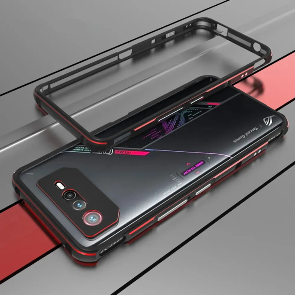 For Asus ROG Phone 7 Pro Case 6 5 5s Aluminum Metal Bumper Frame Slim Cover Skin Protective Phone Funda + Carmera Lens Protector