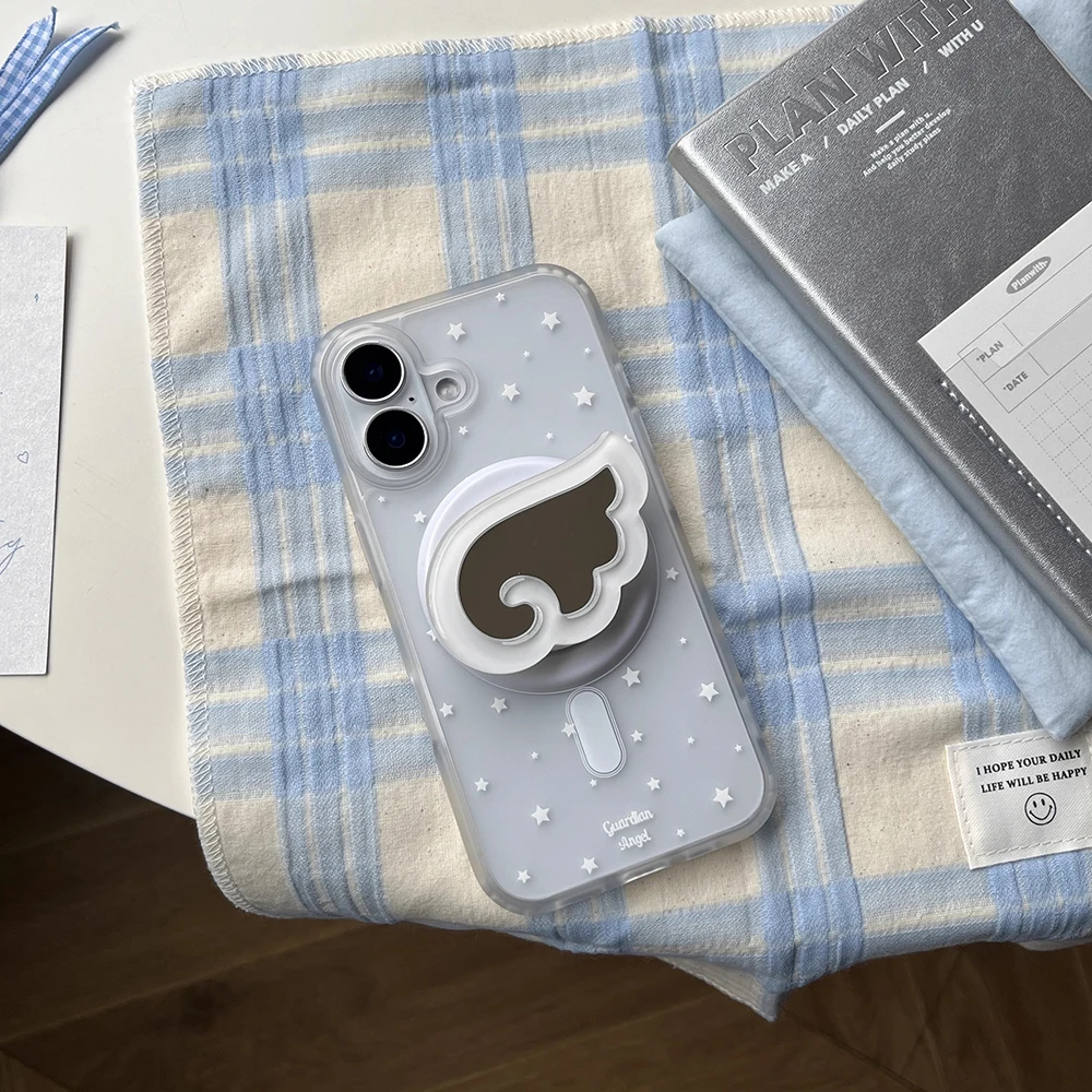 Niedliche Handyhüllen mit Engelsflügeln und Magnetständer für iPhone 18 17 16 15 14 13 Pro Max, Lieblicher Spiegel für Magsafe Rückseite – Detail 9