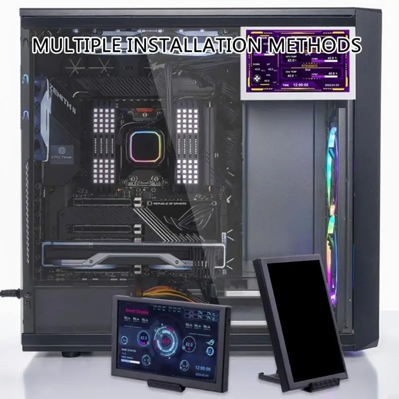 462E Portable 5" IPS USB Computer Monitors, Clear Temperature/Data Readout, with Type C Port for Performances Monitoring