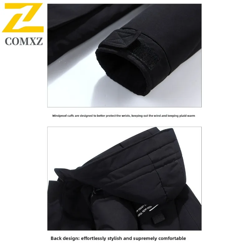 COMXZ Men Parker Coat Waterproof Winter Ski Travel Windproof Warm Hiking Cotton Padded Jacket Snow Exploration Puffer Jackets