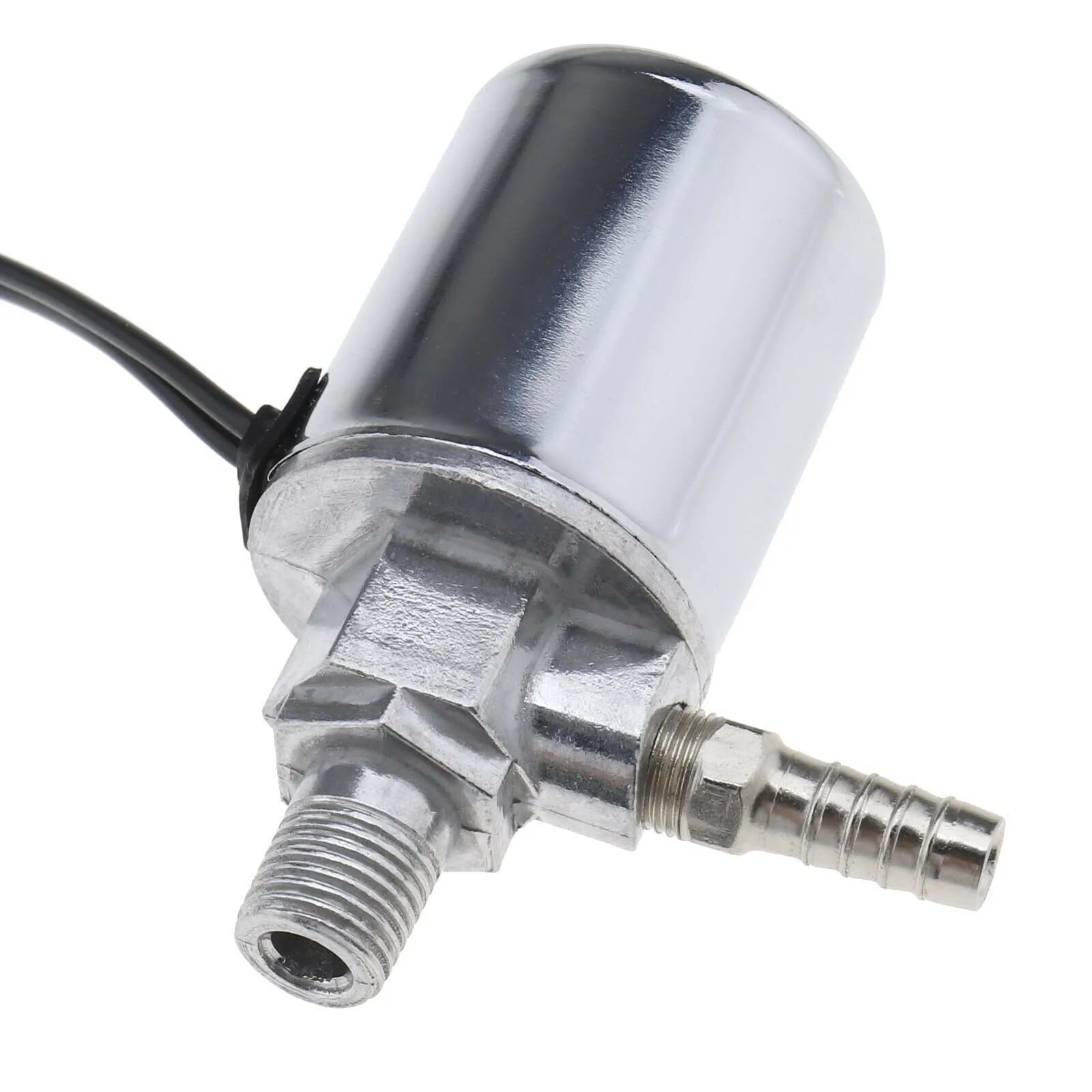 1set Perfect Air Ride System Solenoid, 12V And 24V DC Compatible, Chrome Plated Silver Color + 1/4inch Barb Adaptor