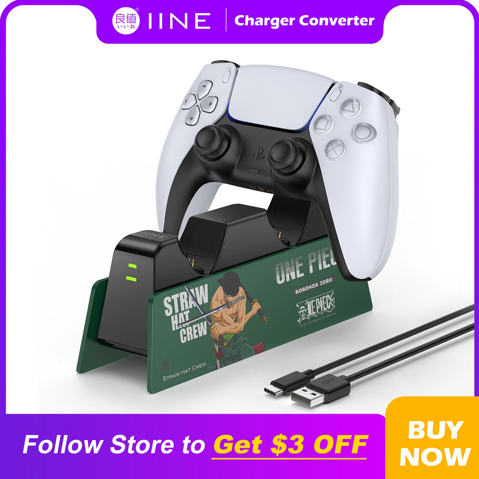 

IINE Cartoon Design PS5 Controller Charging Base Dual Controller Charging Compatible With PS5 Controller