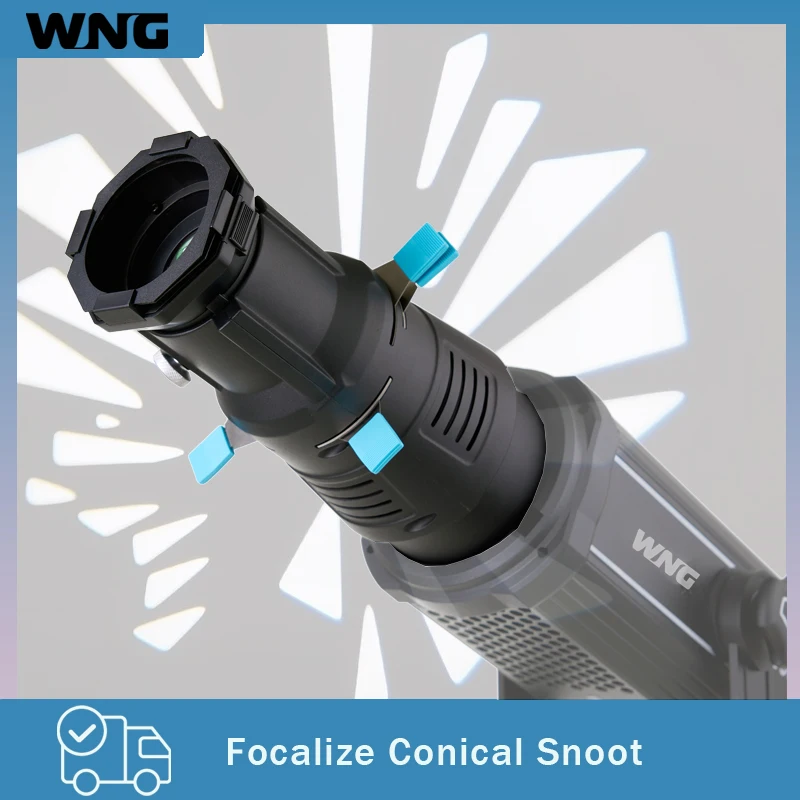 

Focalize Conical Snoot Bowens Mount Photography Photo Condenser with Built-in Geometric Sheet Shapes Gobo Filter Gels