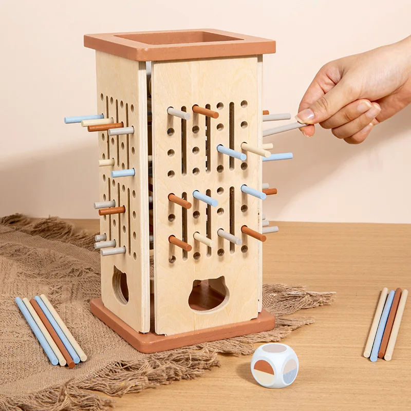 

Kids Interactive Parent-Child Toy - 2-in-1 Stick Pulling Dice Rolling Color Recognition Game