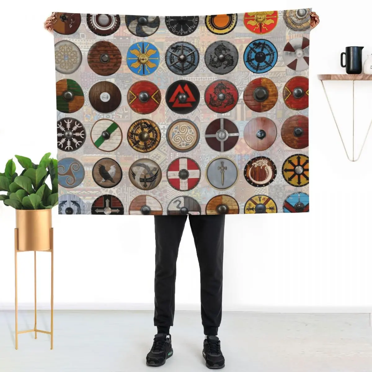 Viking Shields Throw Blanket Fluffy Cozy Throw Blanket for Home Decor