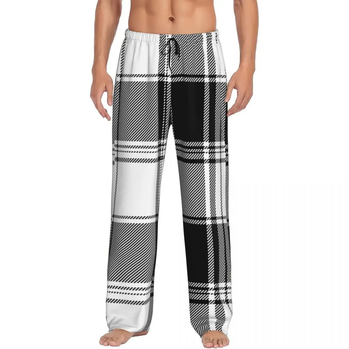 

Custom Printed Check Plaid Fabric Texture Tartan Pattern Pajama Pants for Men Sleep Sleepwear Bottoms with Pockets