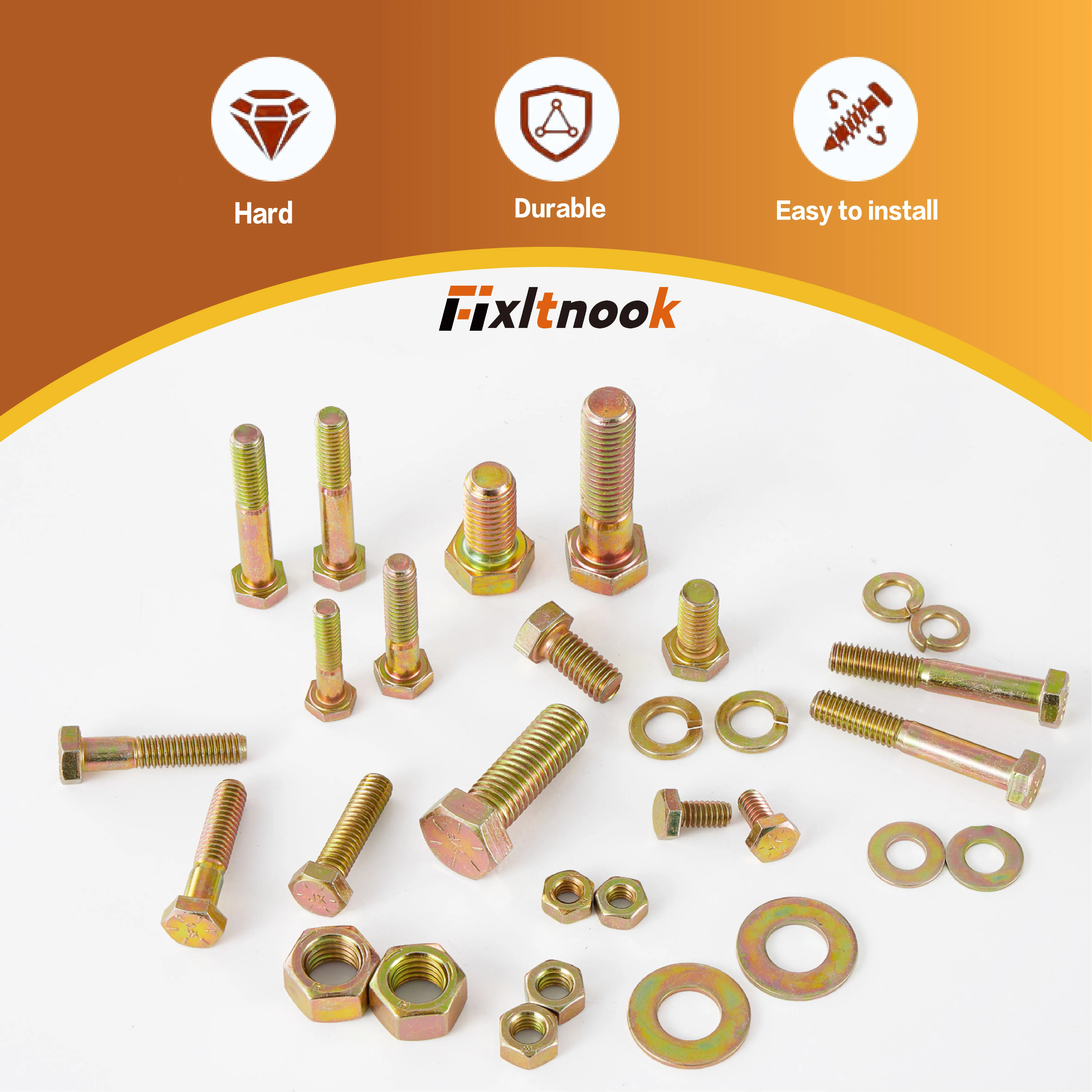 907 قطعة، مجموعة مسامير متري بدرجة 8.8، مجموعة مسامير وصامولة شديدة التحمل M4 M5 M6 M8، مطلية بالزنك الأصفر