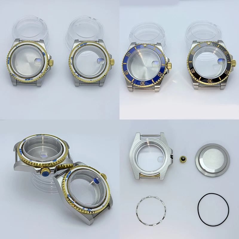 

SmileLife Gold Silver 40mm Diver Waterproof Black GMT Ceramic Bezel Fit for NH34 NH35 NH36 Movement Sapphire Glass Watch Case