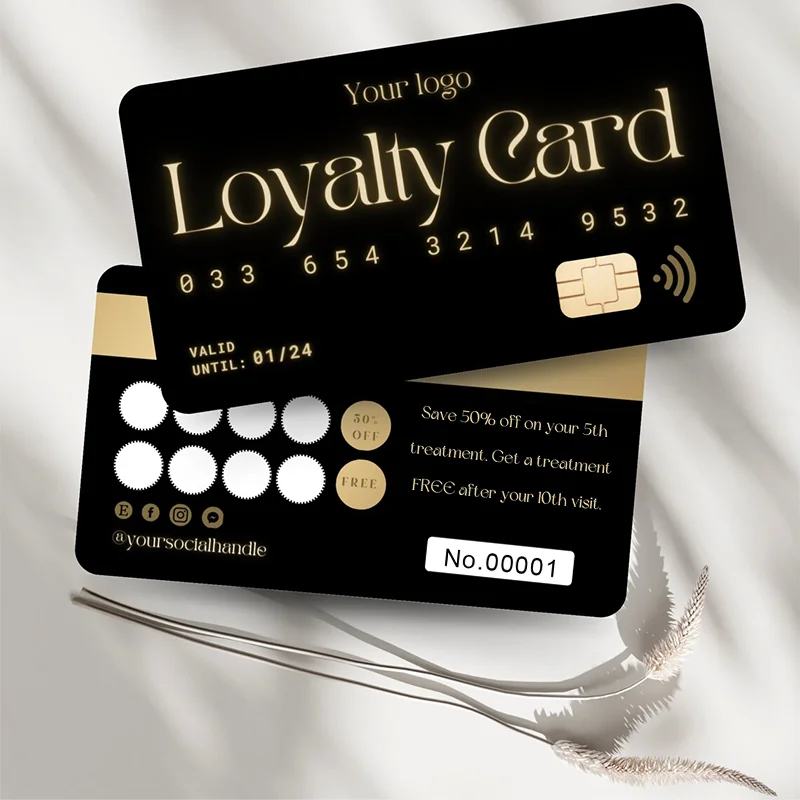 

Beauty Salon Loyalty cards unique with membership number for nails and Lash Extensions small business credit cards Printable