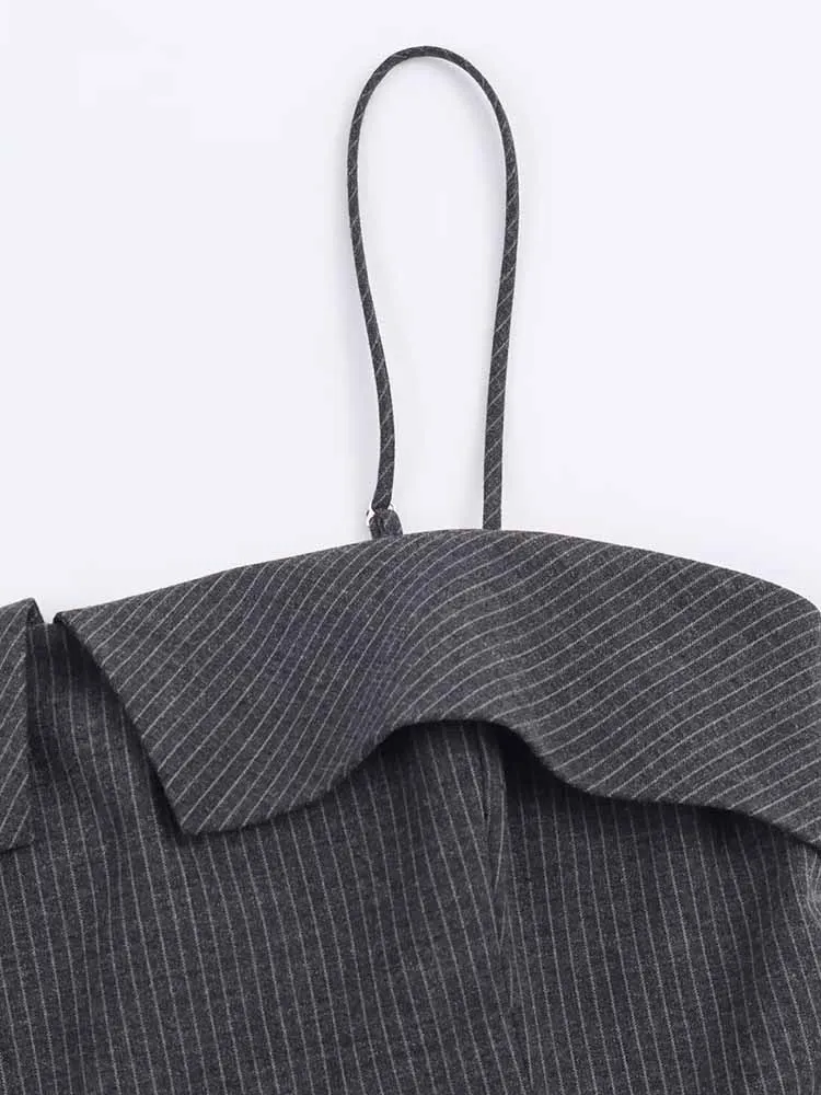 Robe courte rayée à bretelles pour femmes, style européen et américain, à la mode et tendance, simple, nouvel arrivage d'hiver