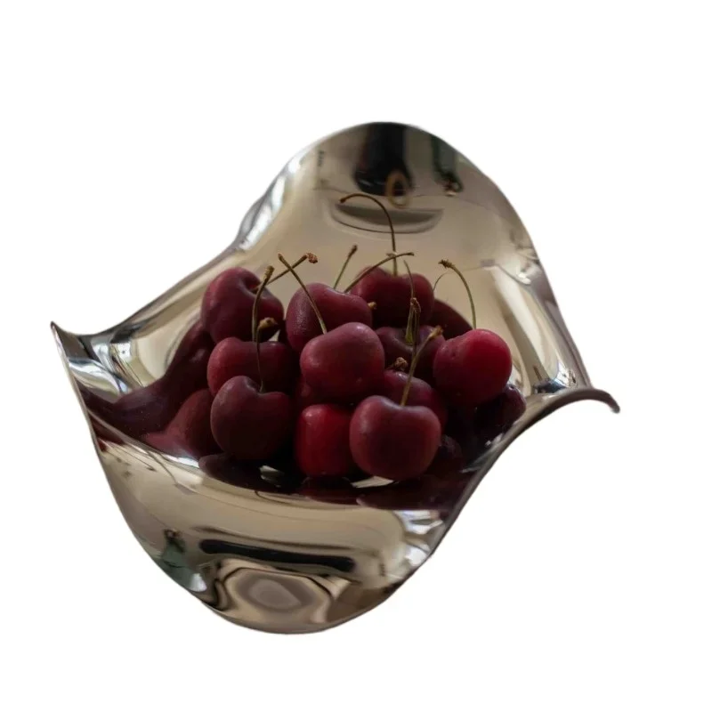 موجات من الفولاذ المقاوم للصدأ، غرفة نموذجية لمكتب مبيعات أطباق الفاكهة، ديكور ناعم لطاولة القهوة في غرفة المعيشة، لوحة منحنية لدرجة التخزين