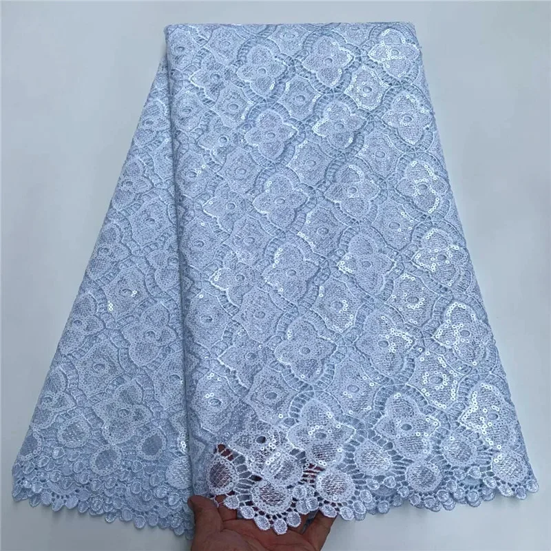 

5-ярдовая однотонная мягкая водорастворимая французская гипюровая кружевная африканская тюль-шнур с вышивкой для свадебной вечеринки PSJF82905